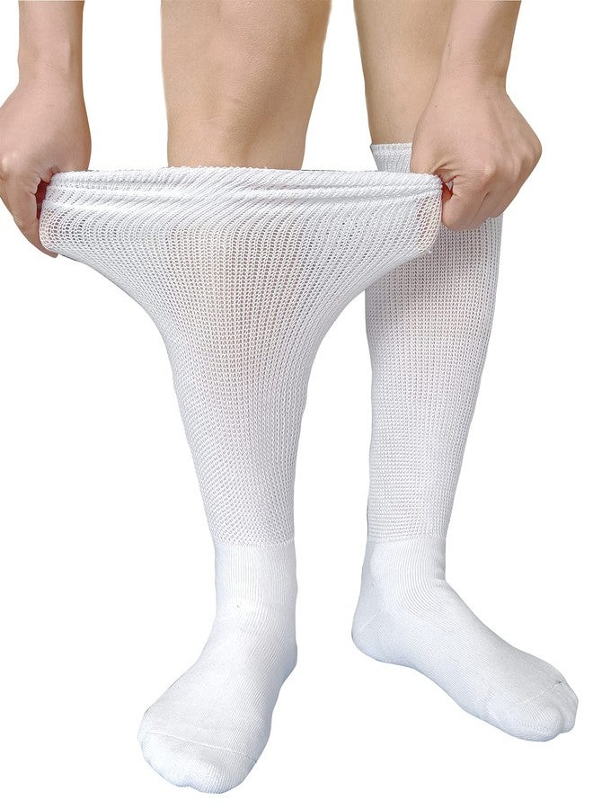 VEIGIKE Diabetic Edema Socks, Extra Wide Lymphedema Socks Walking boot sock, Bariatric Cast Sock for Men Women, 2 Pairs(white), One Size - Image 2